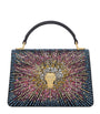 Blue Mini Crystal-Embellished Suede Serpenti Forever Top-Handle Bag