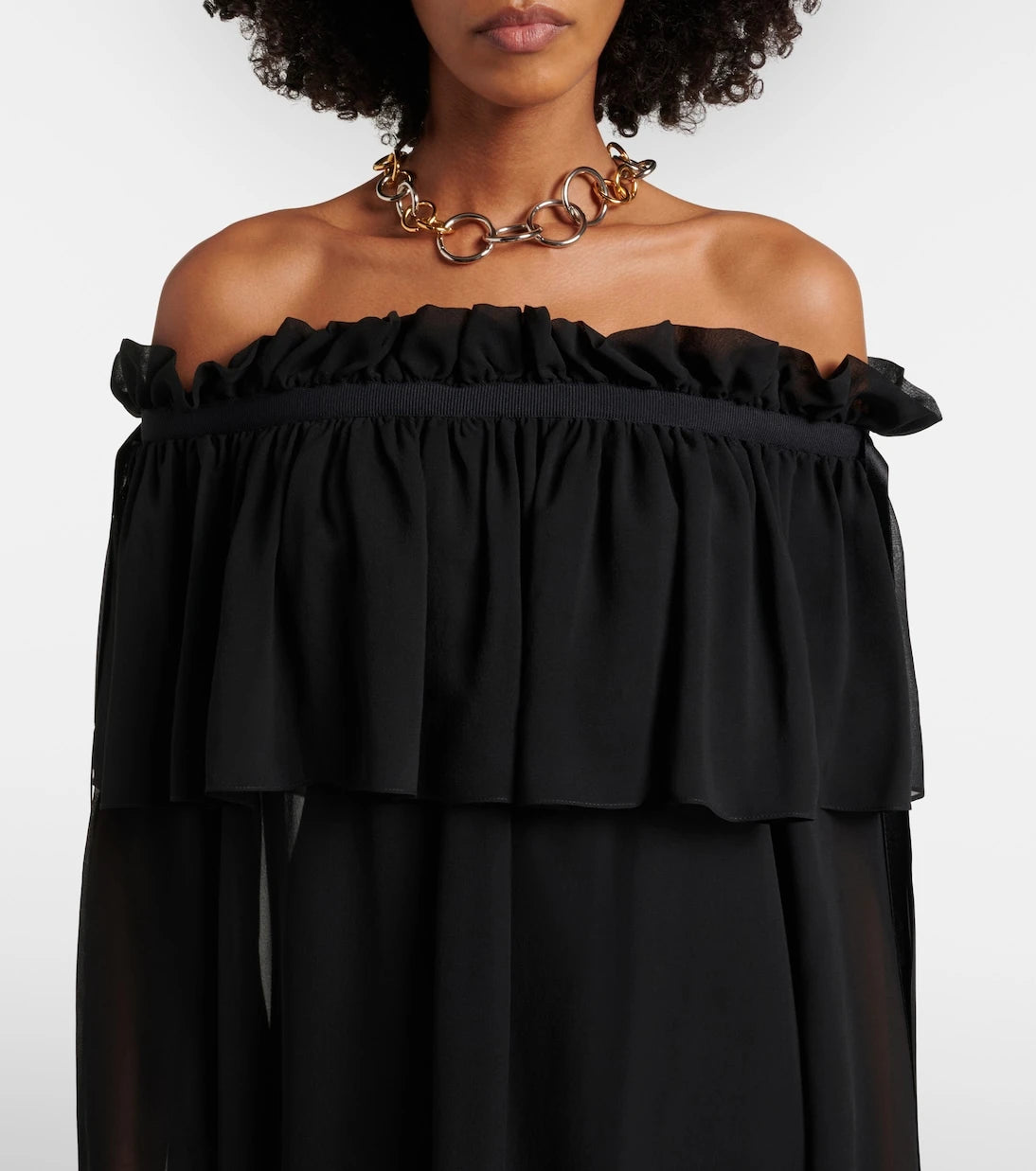 Nina Ricci - Gathered sheer silk maxi dress