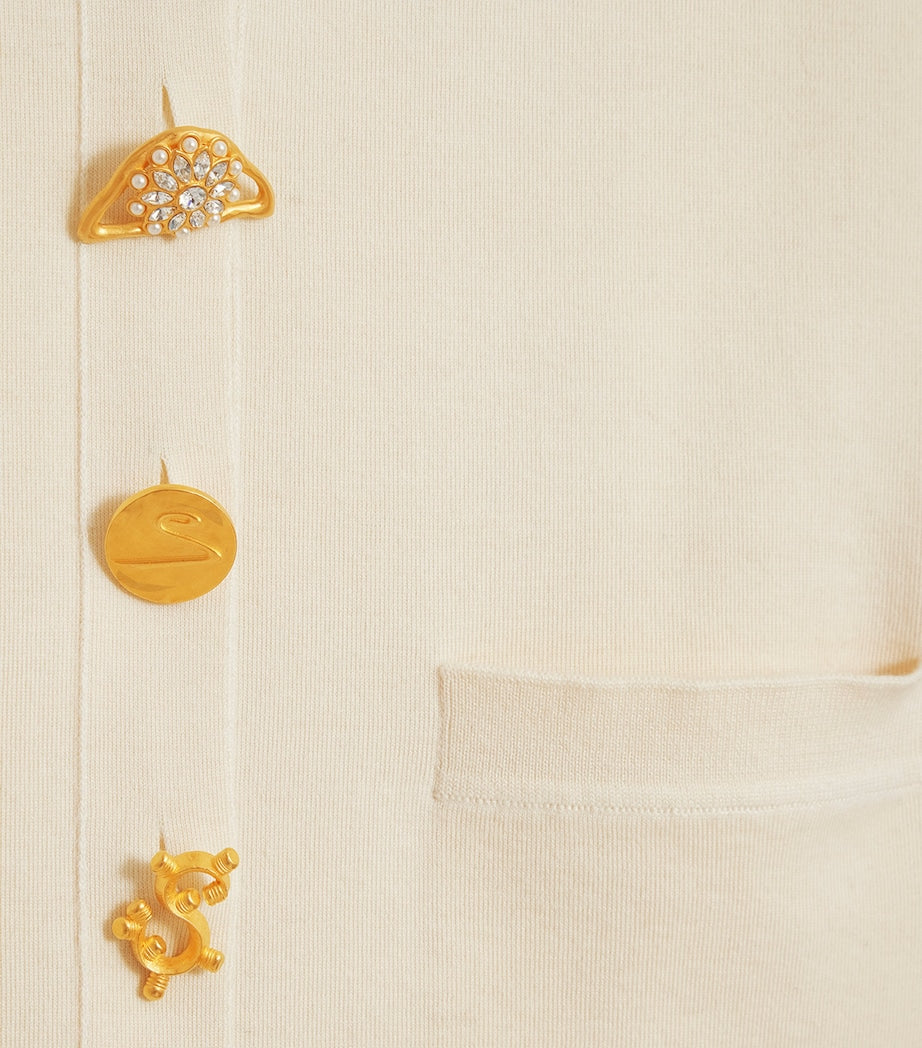 White Wool-Blend Anatomy Cardigan