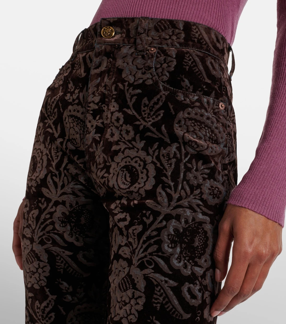 Chloé - Floral high-rise velvet straight pants