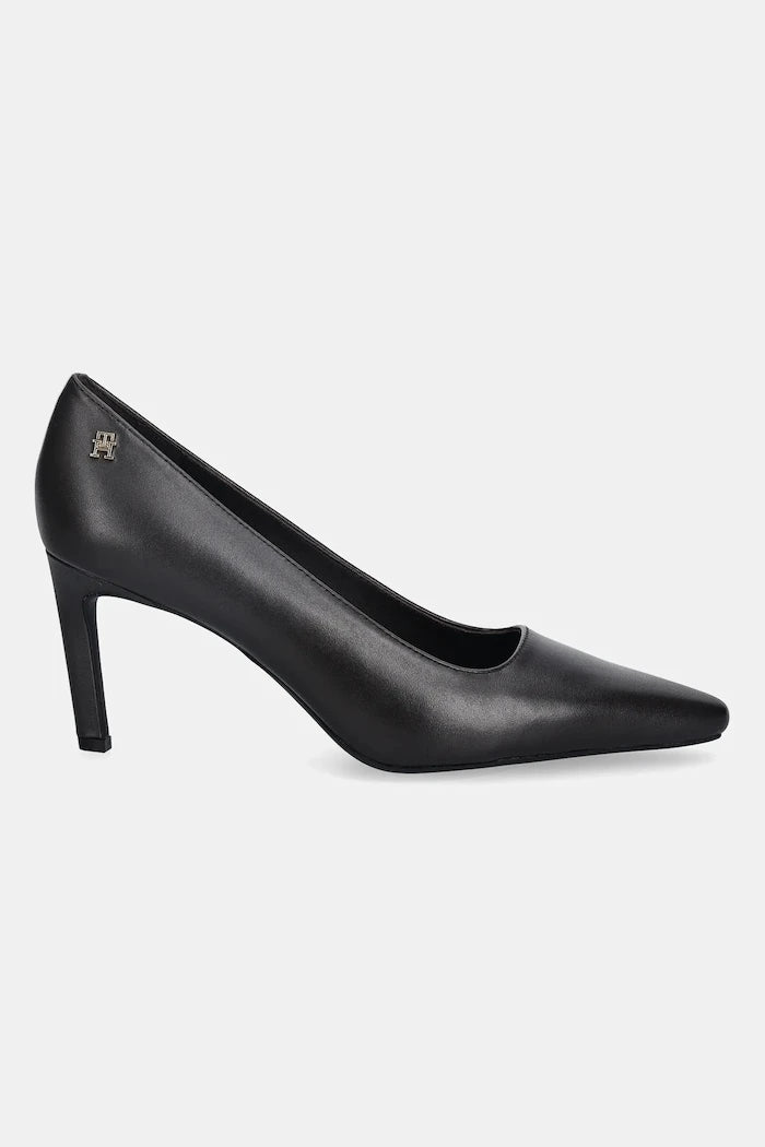 Tommy Hilfiger TH LOGO LTH PUMP SLANTED HL İnce Topuklu Deri Ayakkabı