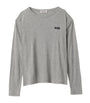 Miu Miu Grey Logo-Patch Long-Sleeve T-Shirt