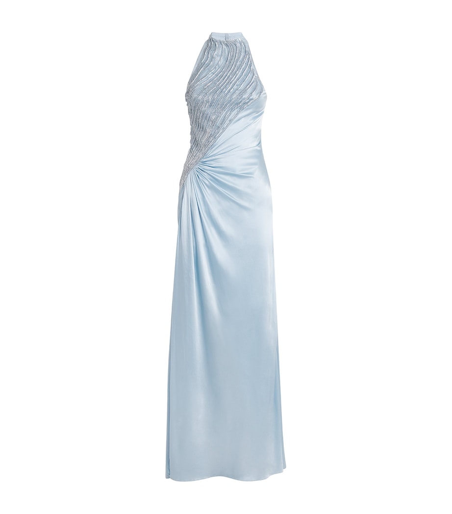 Gaurav Gupta Blue Silk-Blend Embellished Nephele Gown