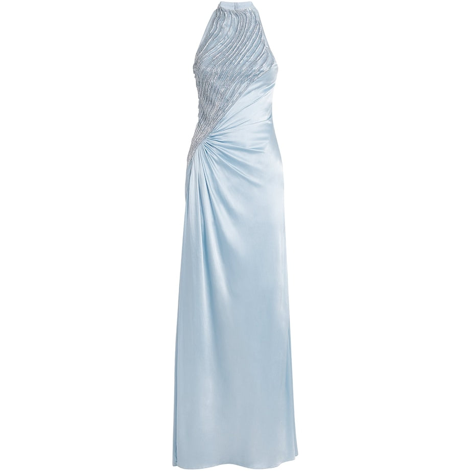 Gaurav Gupta Blue Silk-Blend Embellished Nephele Gown