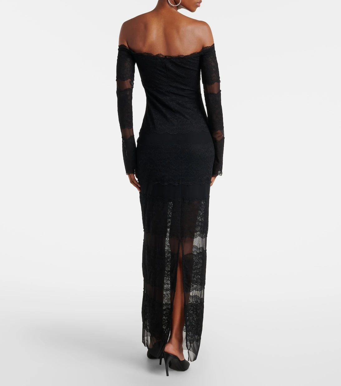 Blumarine - Off-shoulder lace tulle maxi dress