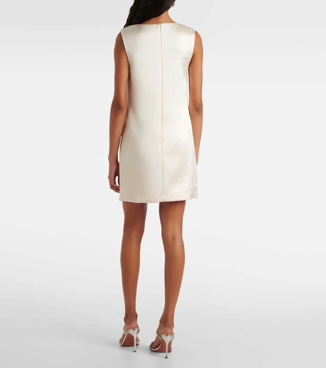 Self-Portrait - Floral-appliqué satin minidress