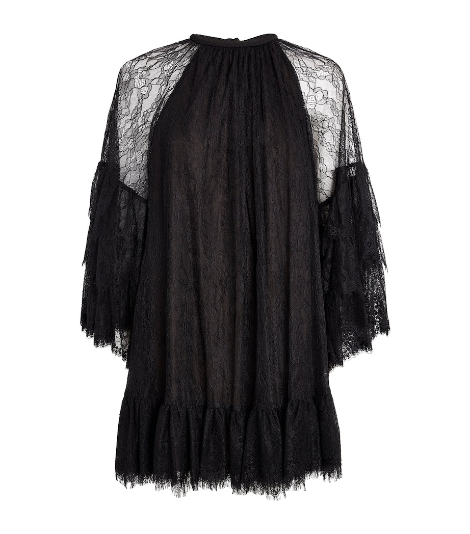 Alice+Olivia Black Lace Delia Mini Dress