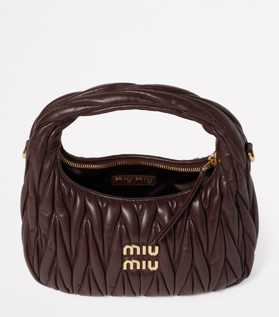 Brown Matelassé Leather Wander Top-Handle Bag