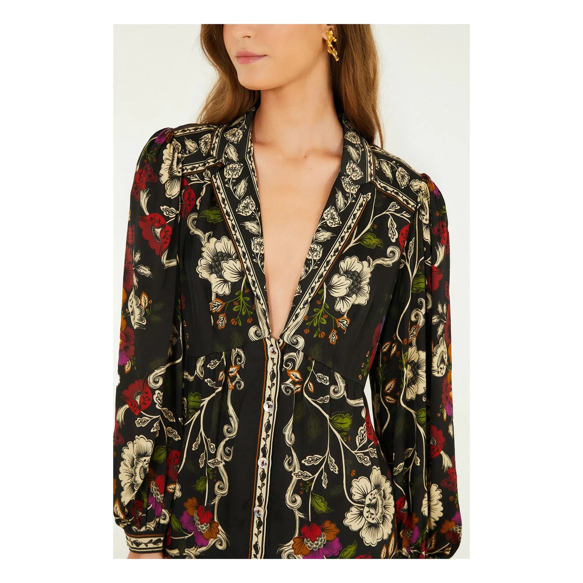 Farm Rio - Rococo Flowers Short Dress | Black
