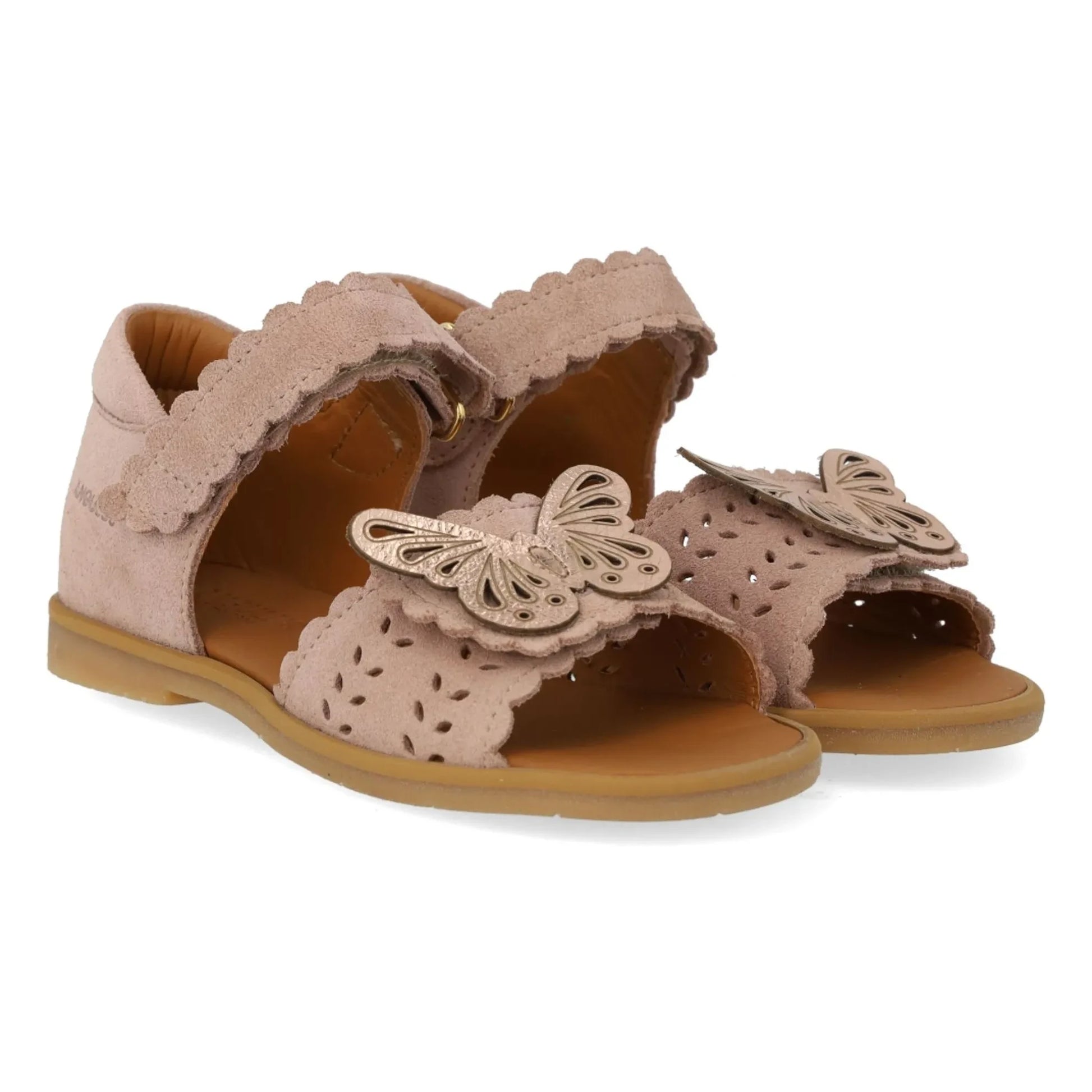 Angulus - Butterfly Suede Sandals | Pale Pink
