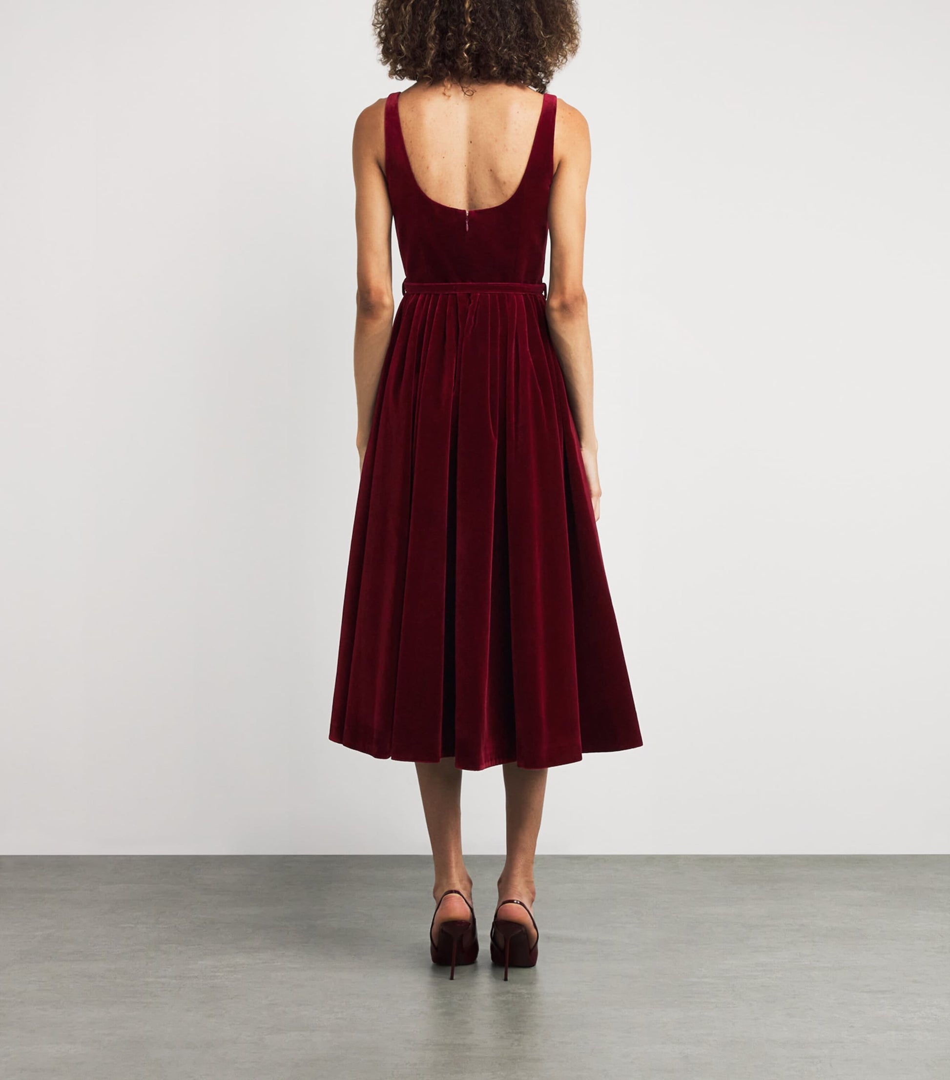 Emilia Wickstead Burgundy Velvet Eagle Midi Dress
