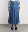 Blue Pleated Denim Skirt