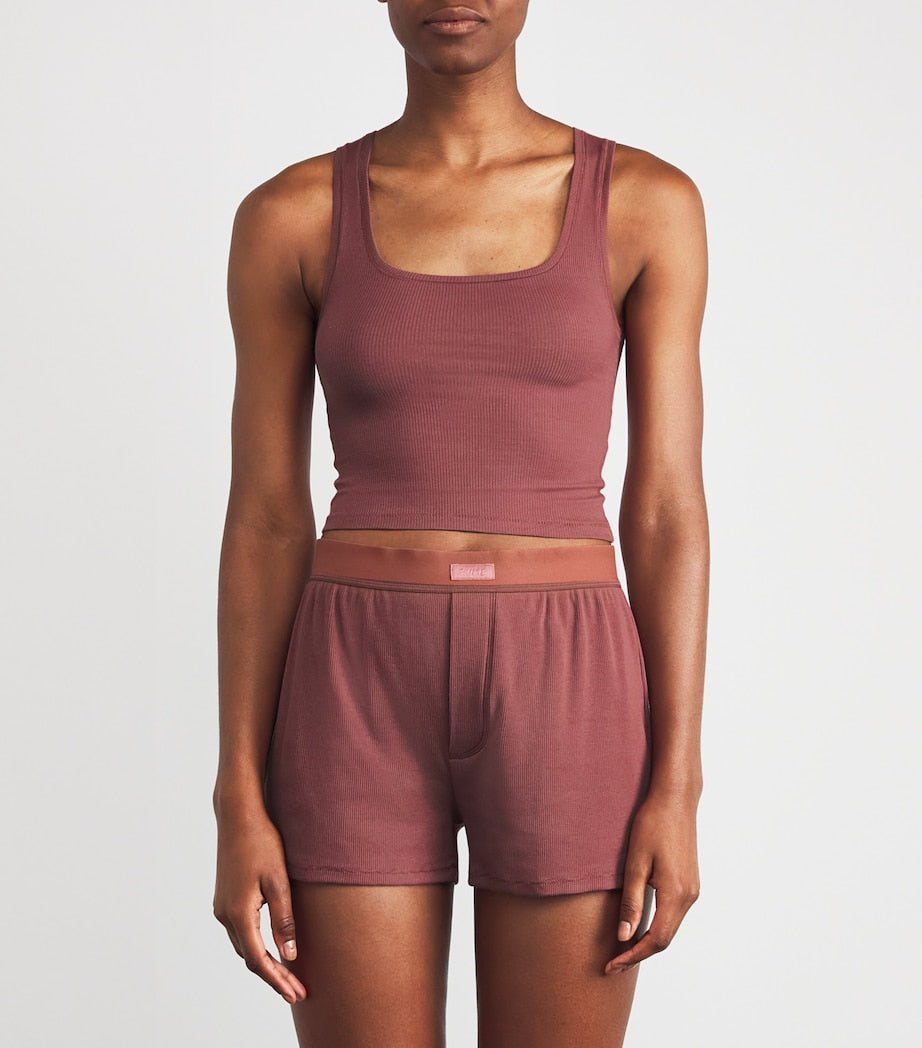 Skims Stretch-Cotton Rib Tank Top