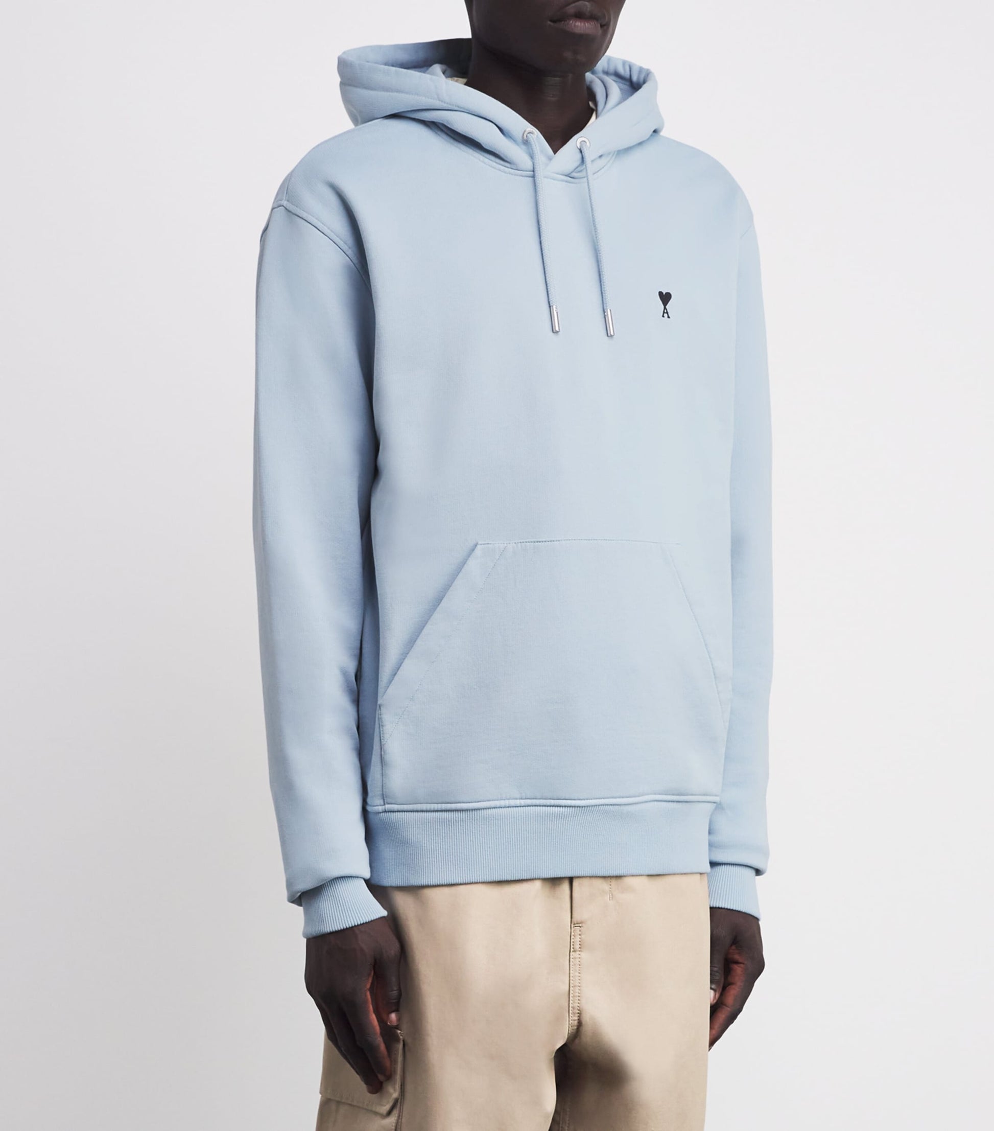 Blue Cotton Embroidered Ami De Coeur Logo Hoodie