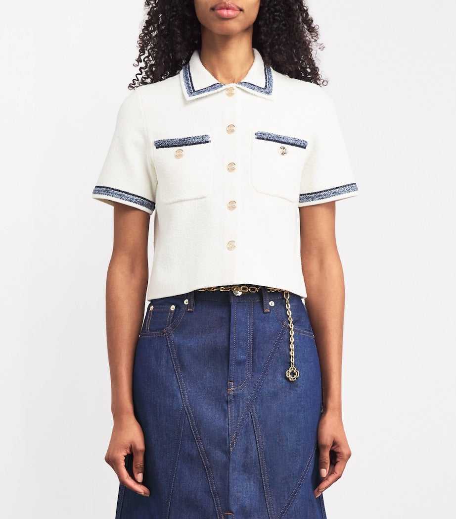 White Cotton-Blend Bouclé Shirt