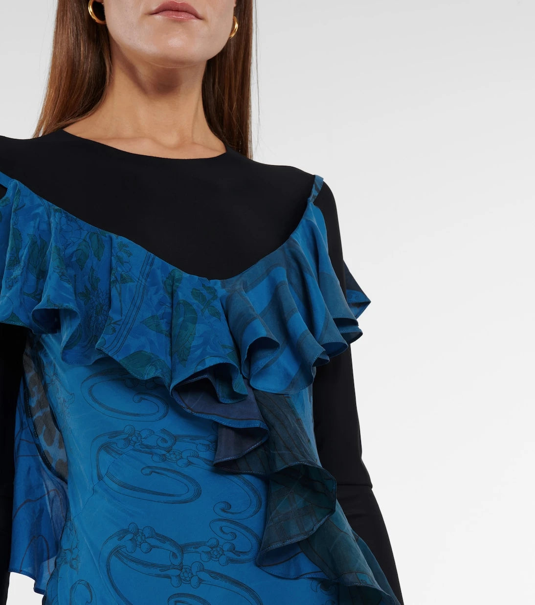 Marine Serre - Printed silk and stretch-jersey dress