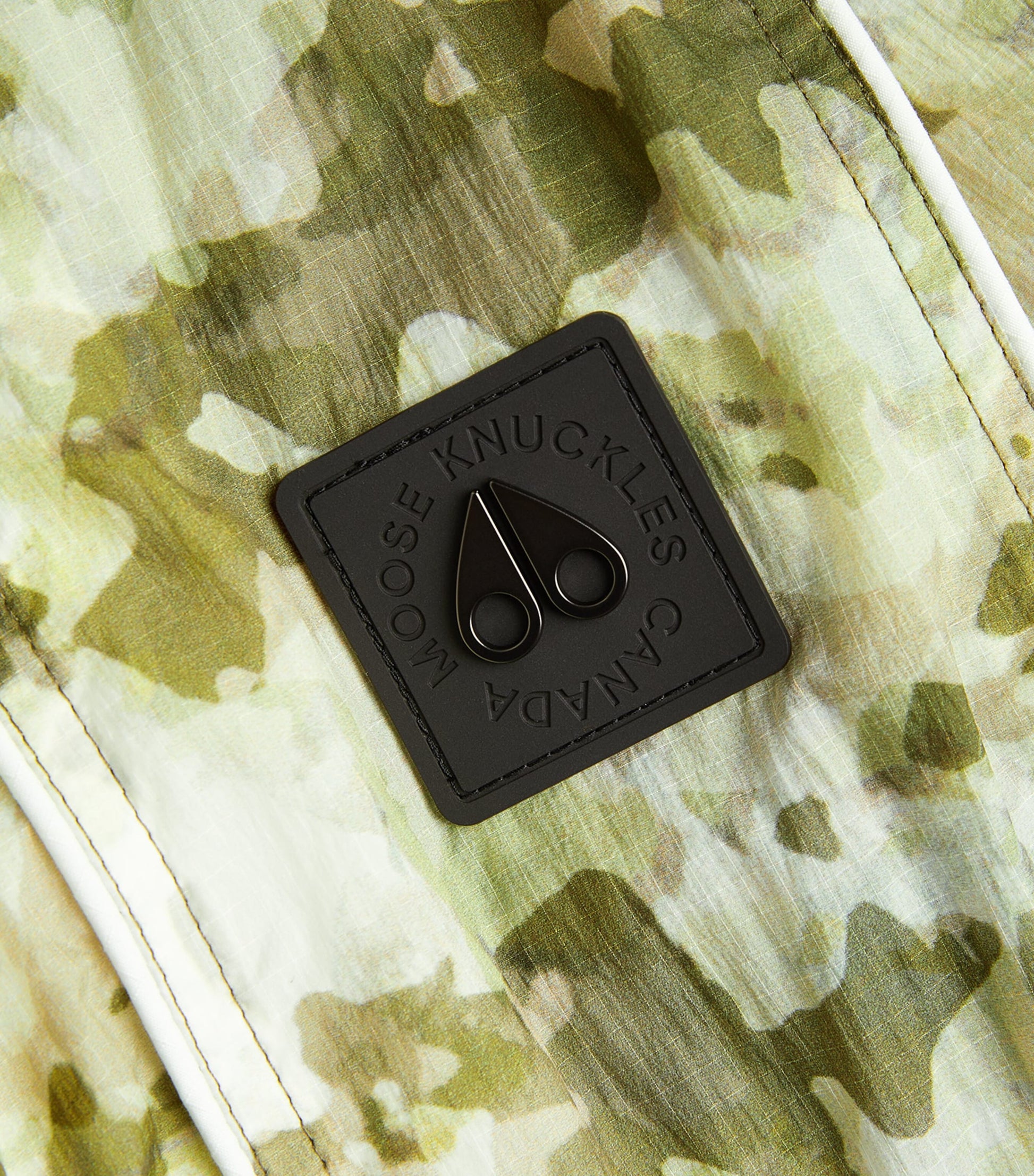 Moose Knuckles Green Camouflage Bomber Jacket