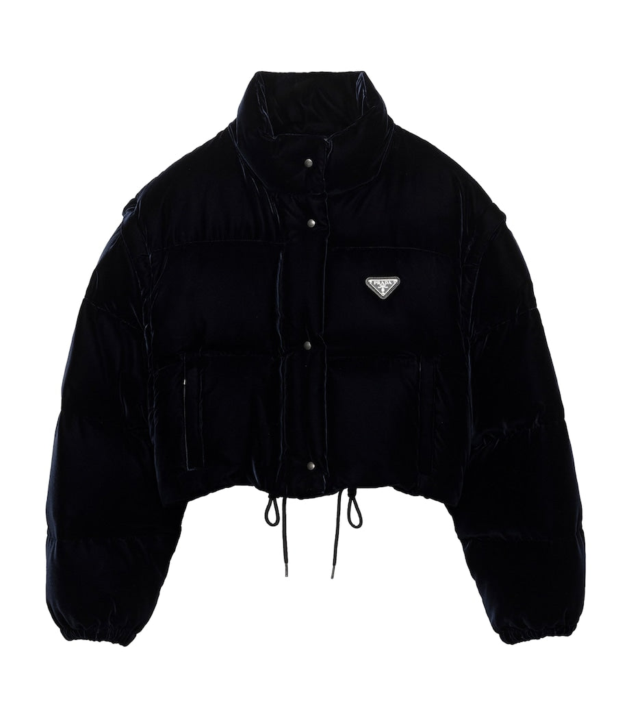 Blue Velvet Down-Filled Puffer Jacket