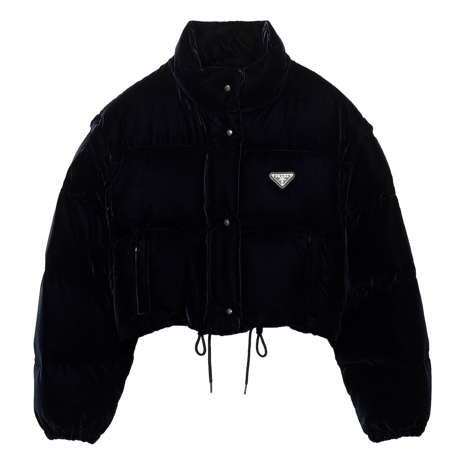 Blue Velvet Down-Filled Puffer Jacket