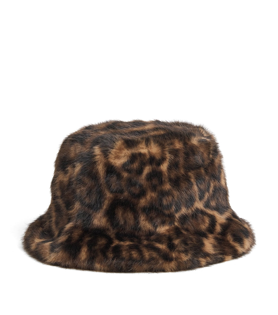 Claudie Pierlot Brown Faux Fur Leopard Bucket Hat