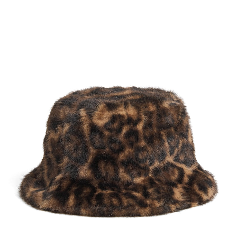 Claudie Pierlot Brown Faux Fur Leopard Bucket Hat