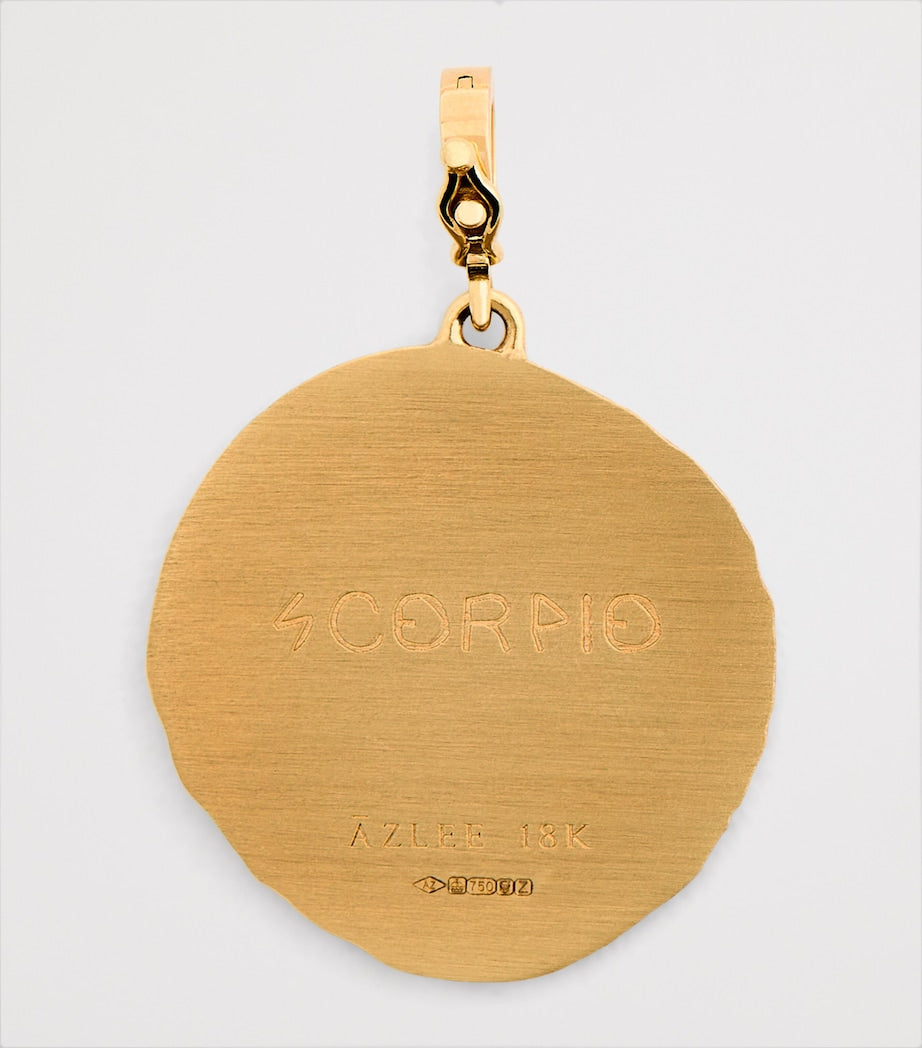 Large Yellow Gold and Diamond Scorpio Coin Charm