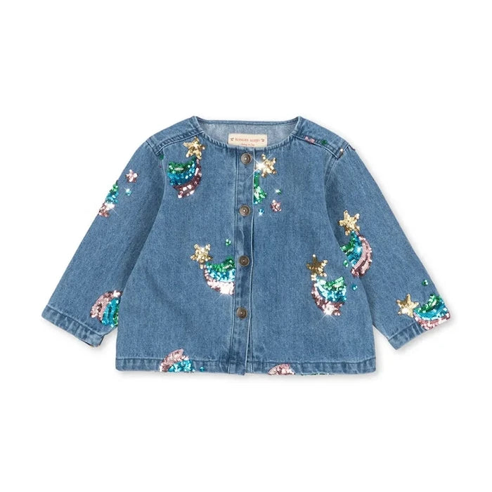 Konges Sløjd Çocuklar İçin Pamuklu Kot Ceket MAGOT SEQUIN DENIM JACKET GOTS