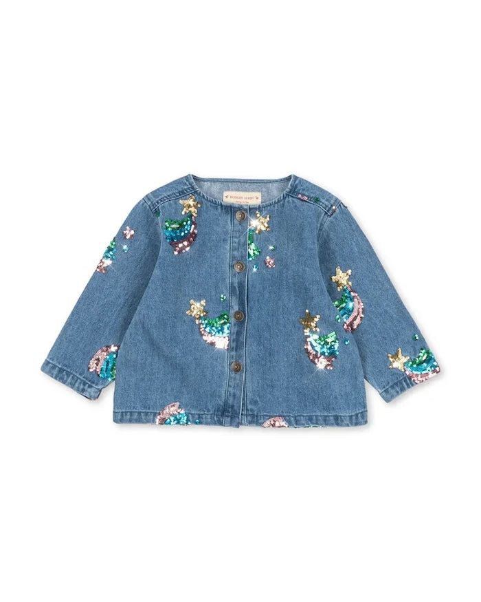 Konges Sløjd Çocuklar İçin Pamuklu Kot Ceket MAGOT SEQUIN DENIM JACKET GOTS
