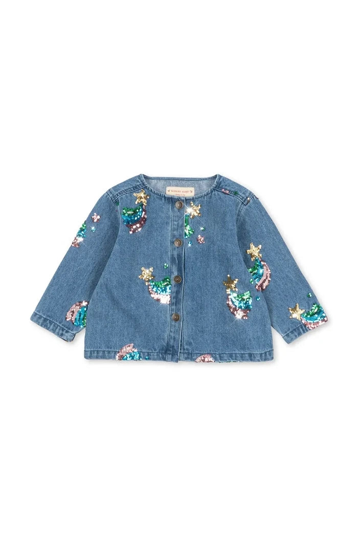 Konges Sløjd Çocuklar İçin Pamuklu Kot Ceket MAGOT SEQUIN DENIM JACKET GOTS
