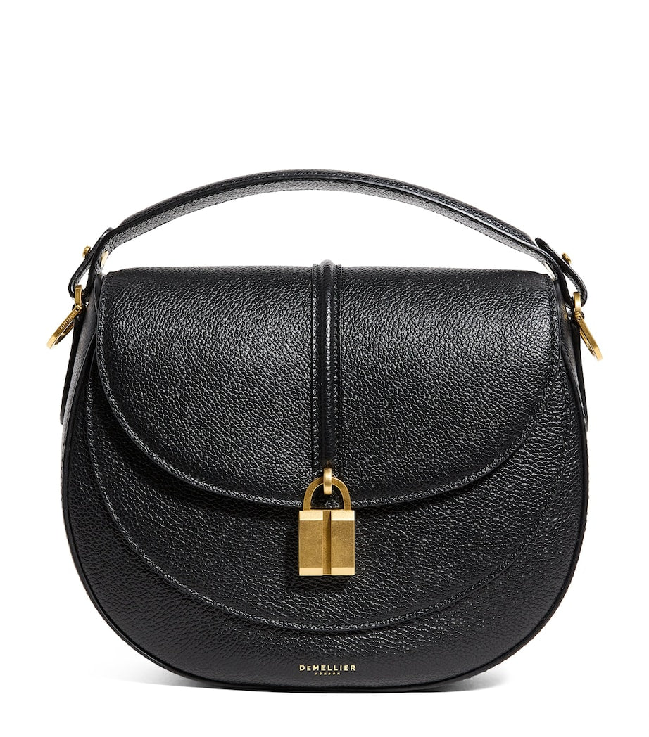 Black Small Leather Siena Saddle Bag