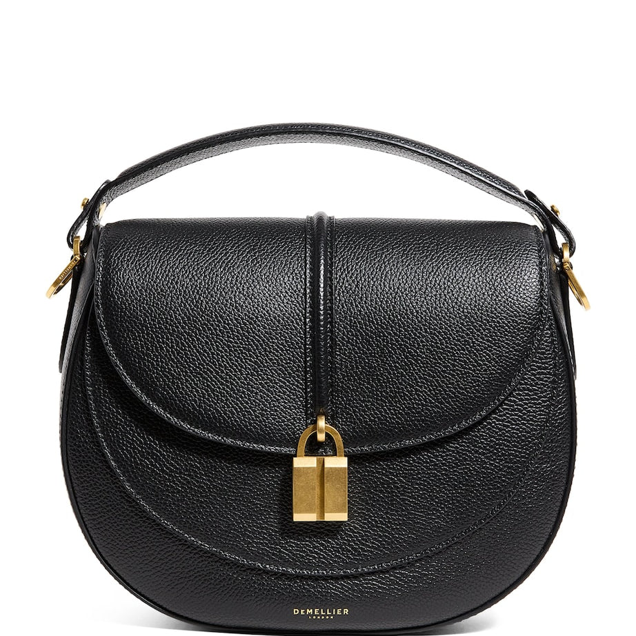 Black Small Leather Siena Saddle Bag