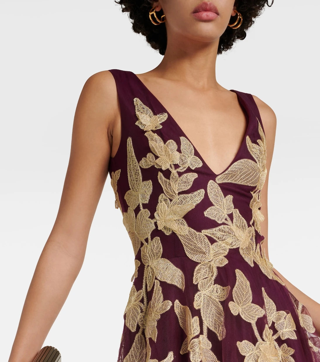 Costarellos - Floral appliqué tulle gown