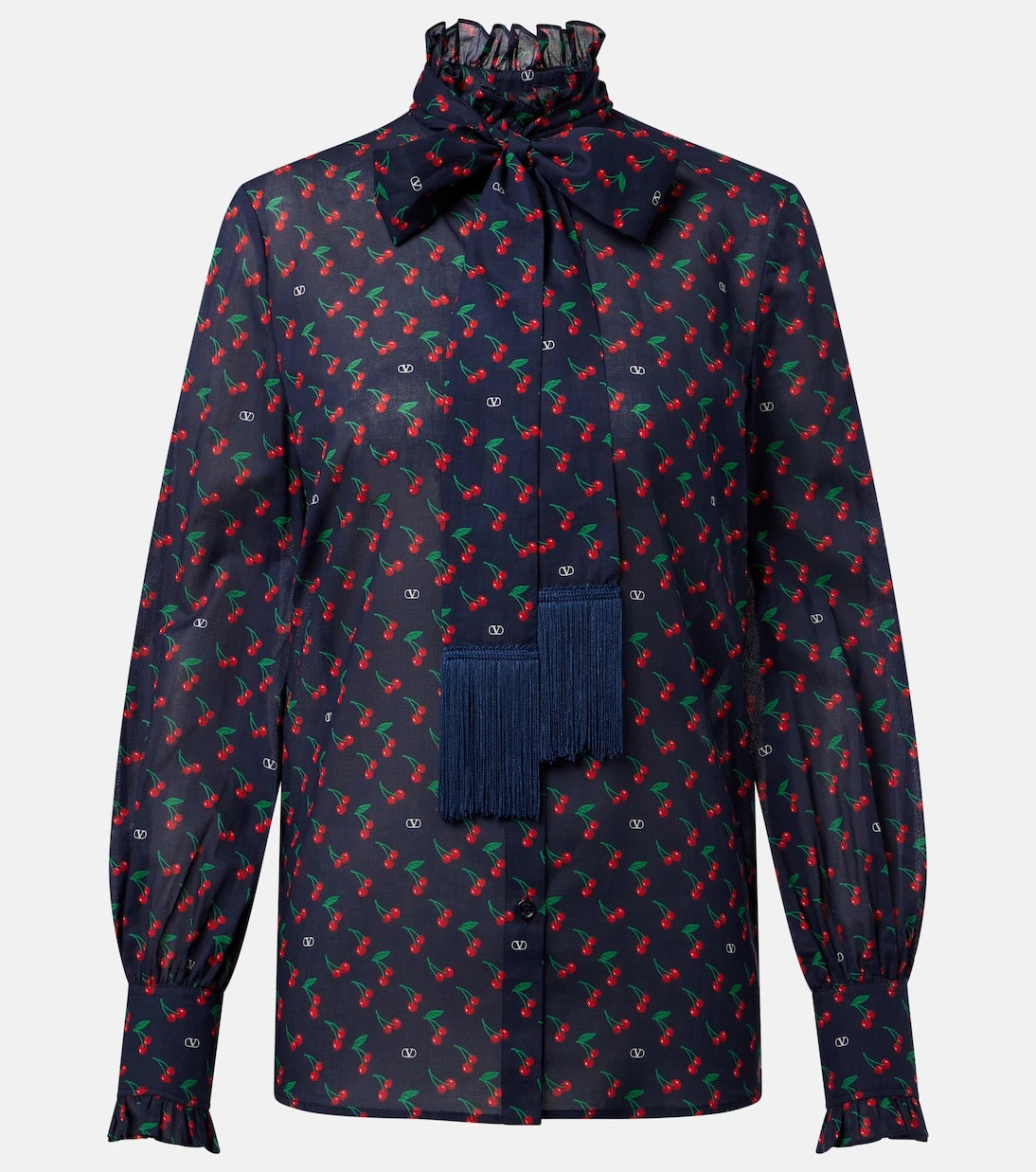 Valentino - Cherryfic bow-detail cotton muslin blouse
