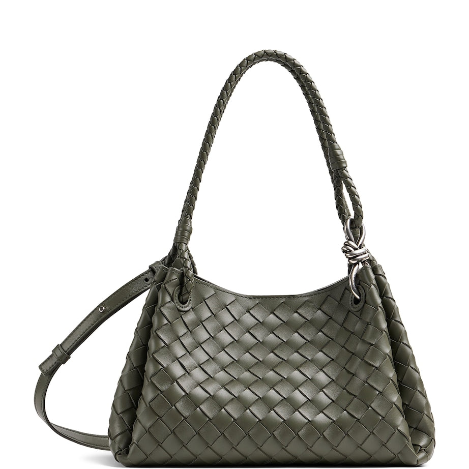 Intrecciato Leather Parachute Shoulder Bag