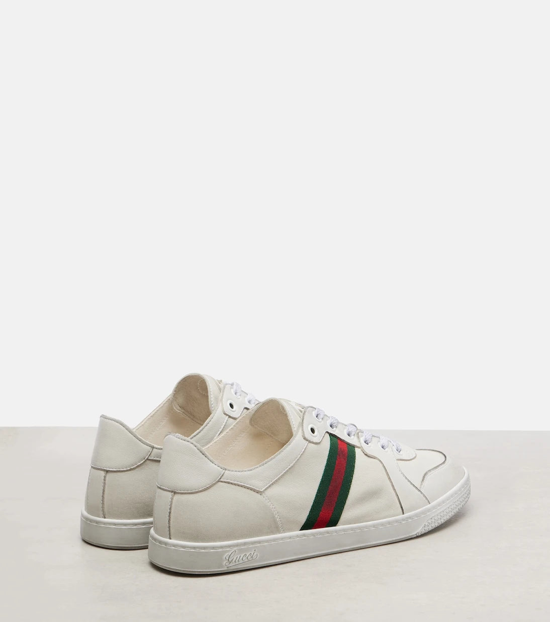 Gucci - Stretch Web Stripe leather sneakers