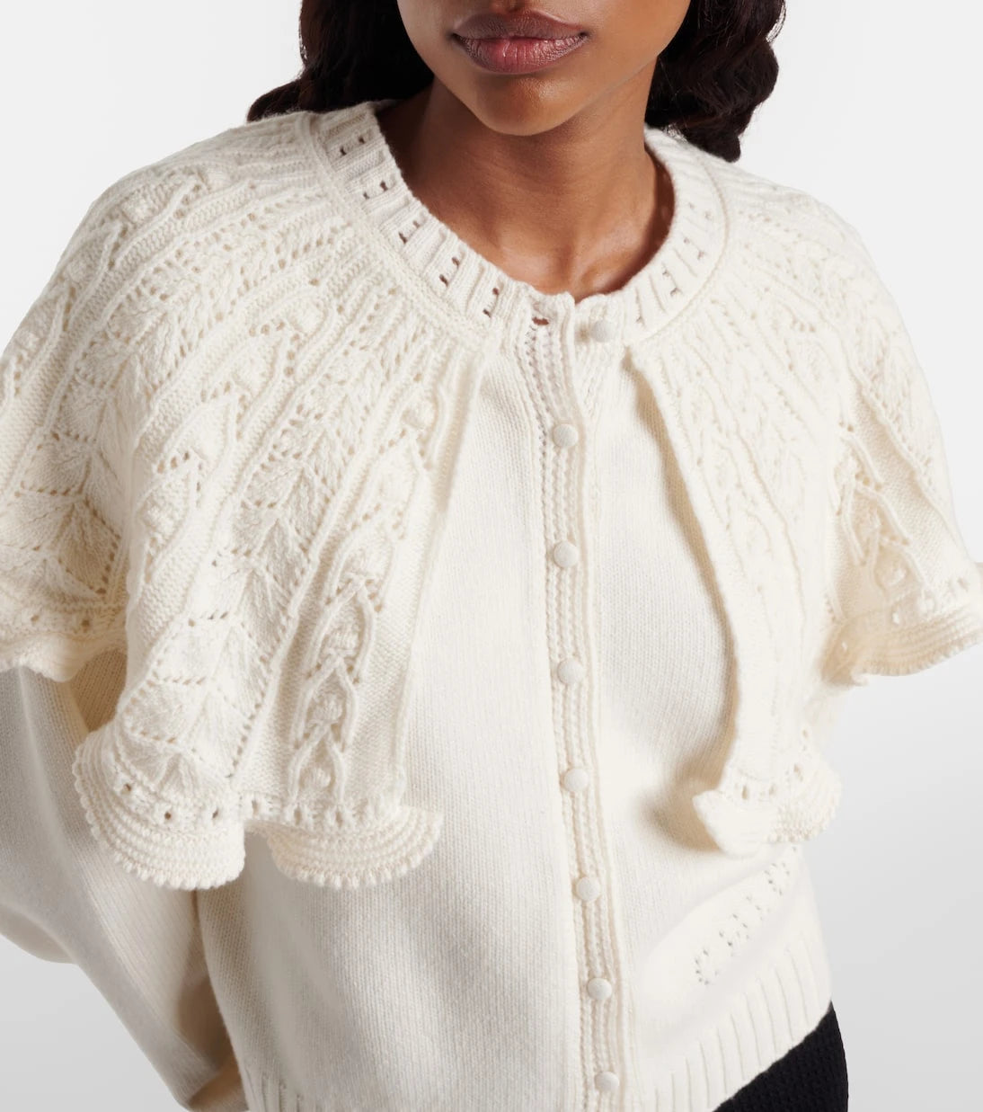Chloé - Ruffled wool and cashmere cardigan