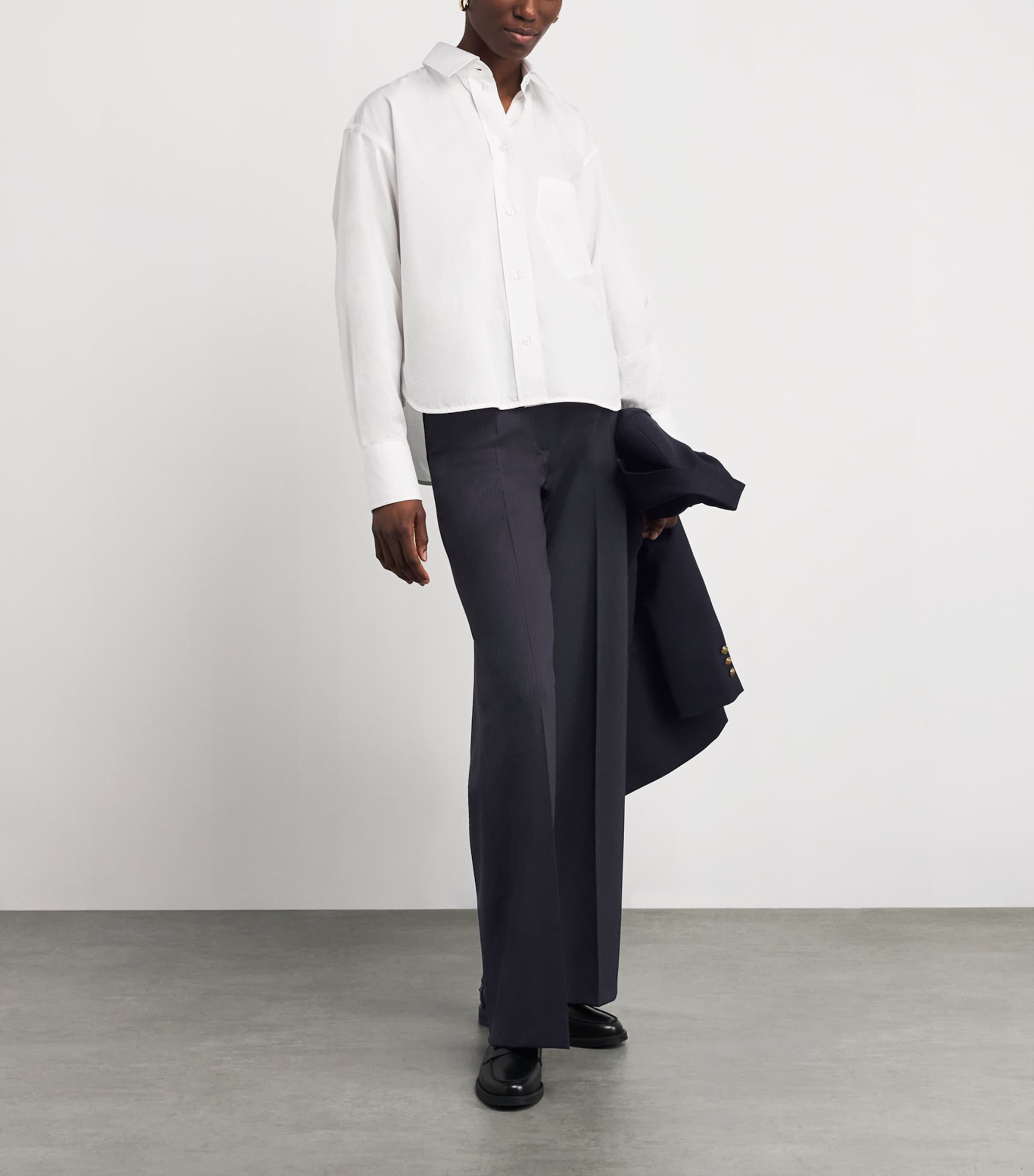 Wool-Blend Straight Leg Trousers NAVY BLUE