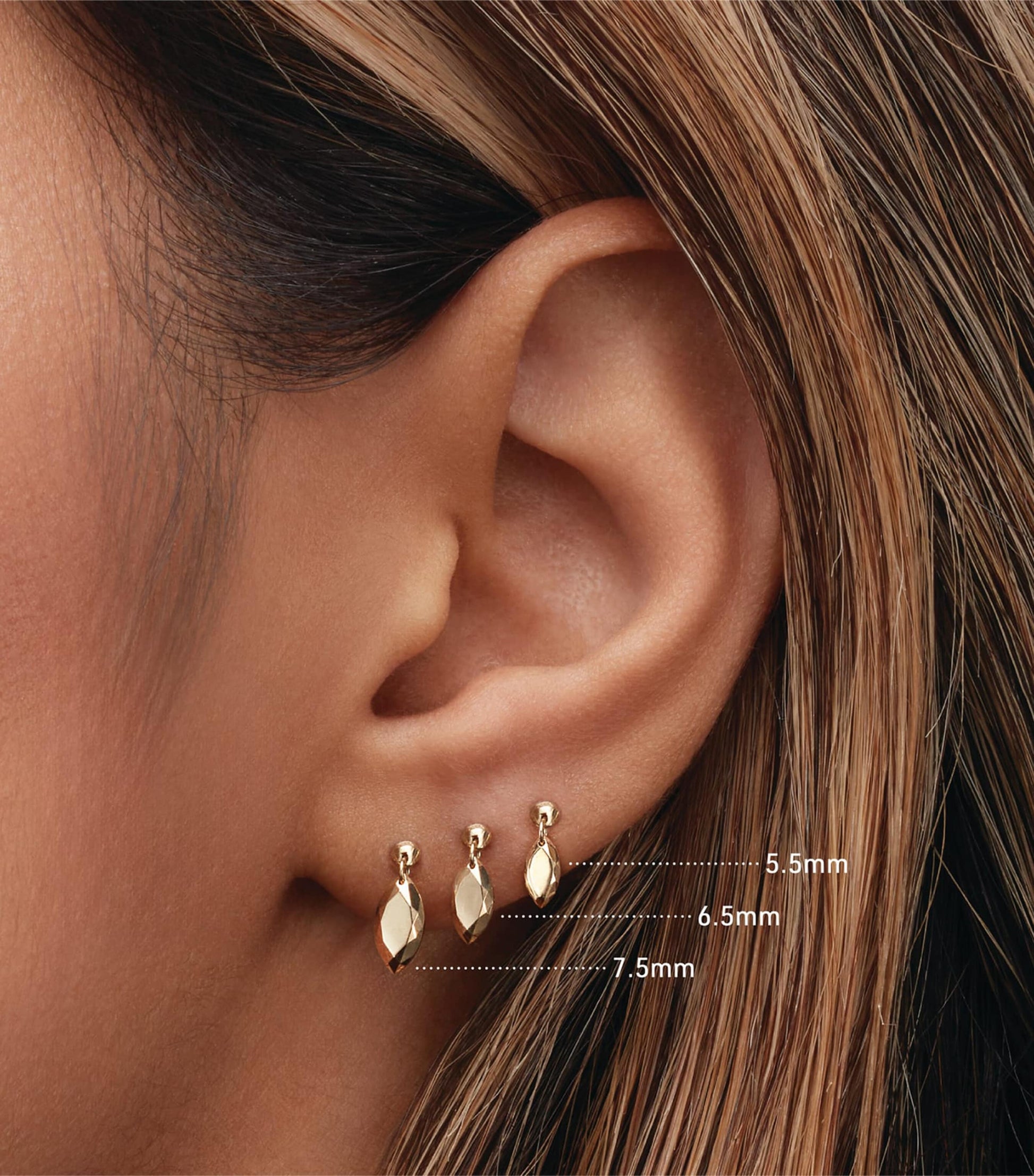 Faceted Marquise Threaded Charm Single Earring (7.5mm)