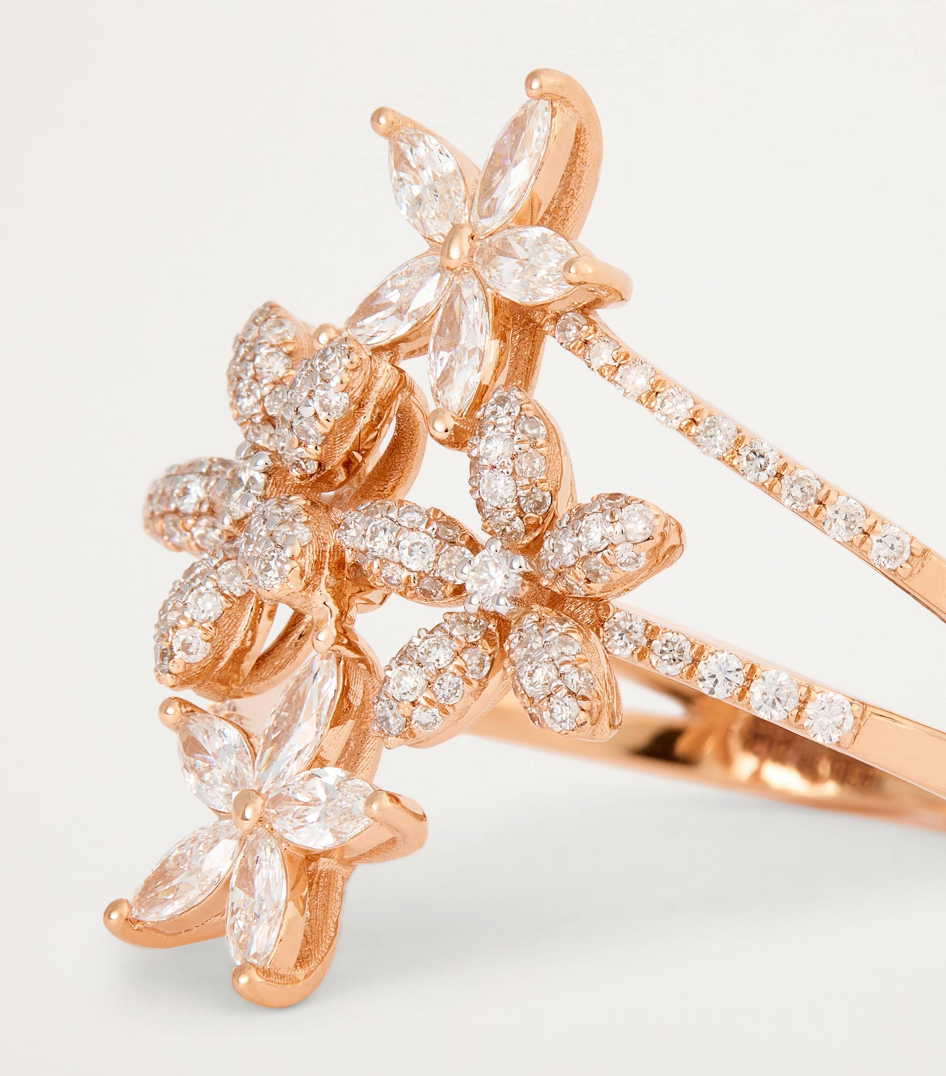 Bee Goddess Rose Gold and Diamond Apple Seed Ring (Size 16.5)