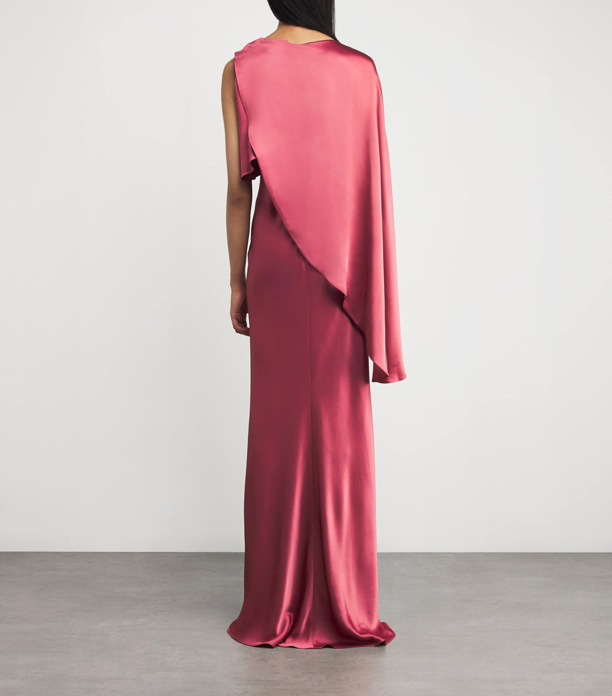 Pink Satin Asymmetric Gown