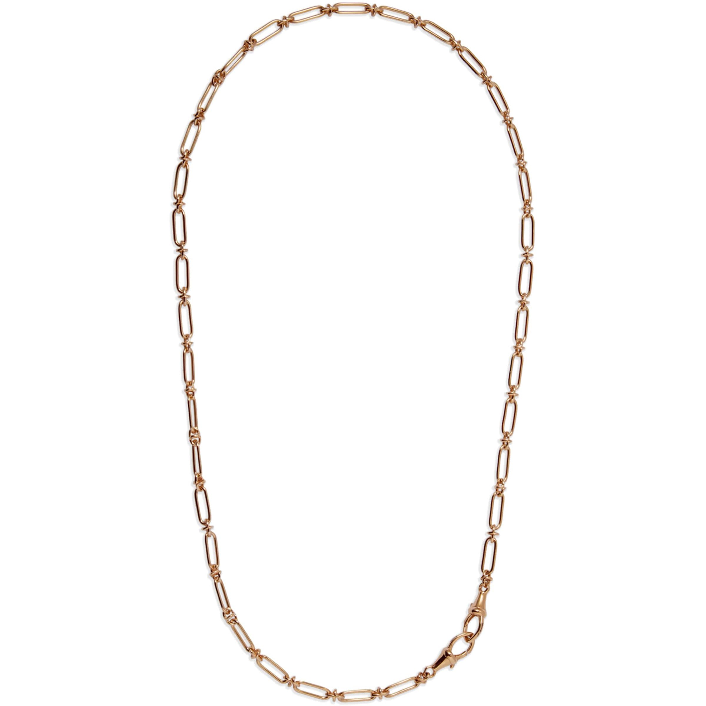 Yellow Gold Knuckle Classic Link Chain Necklace
