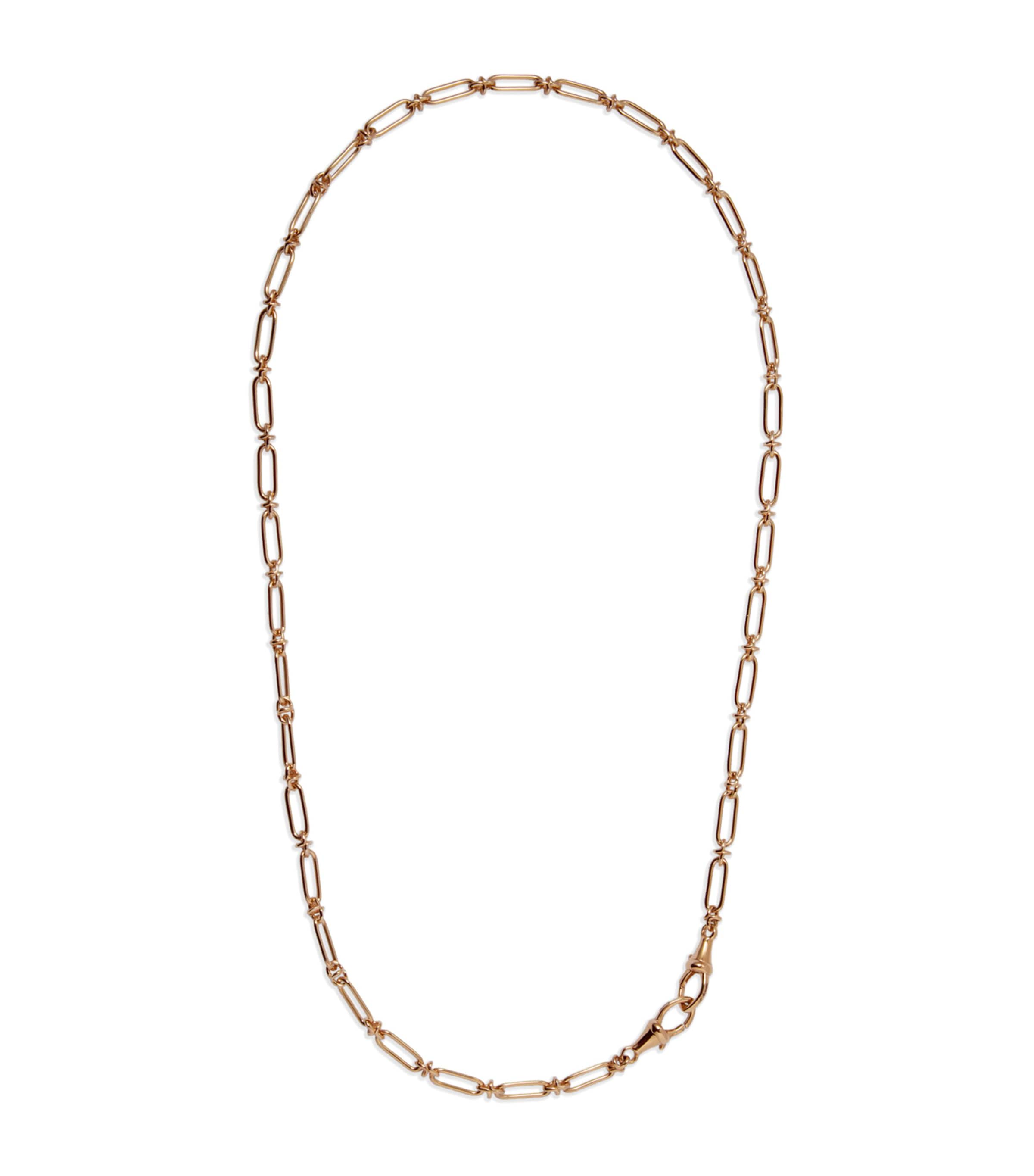 Yellow Gold Knuckle Classic Link Chain Necklace