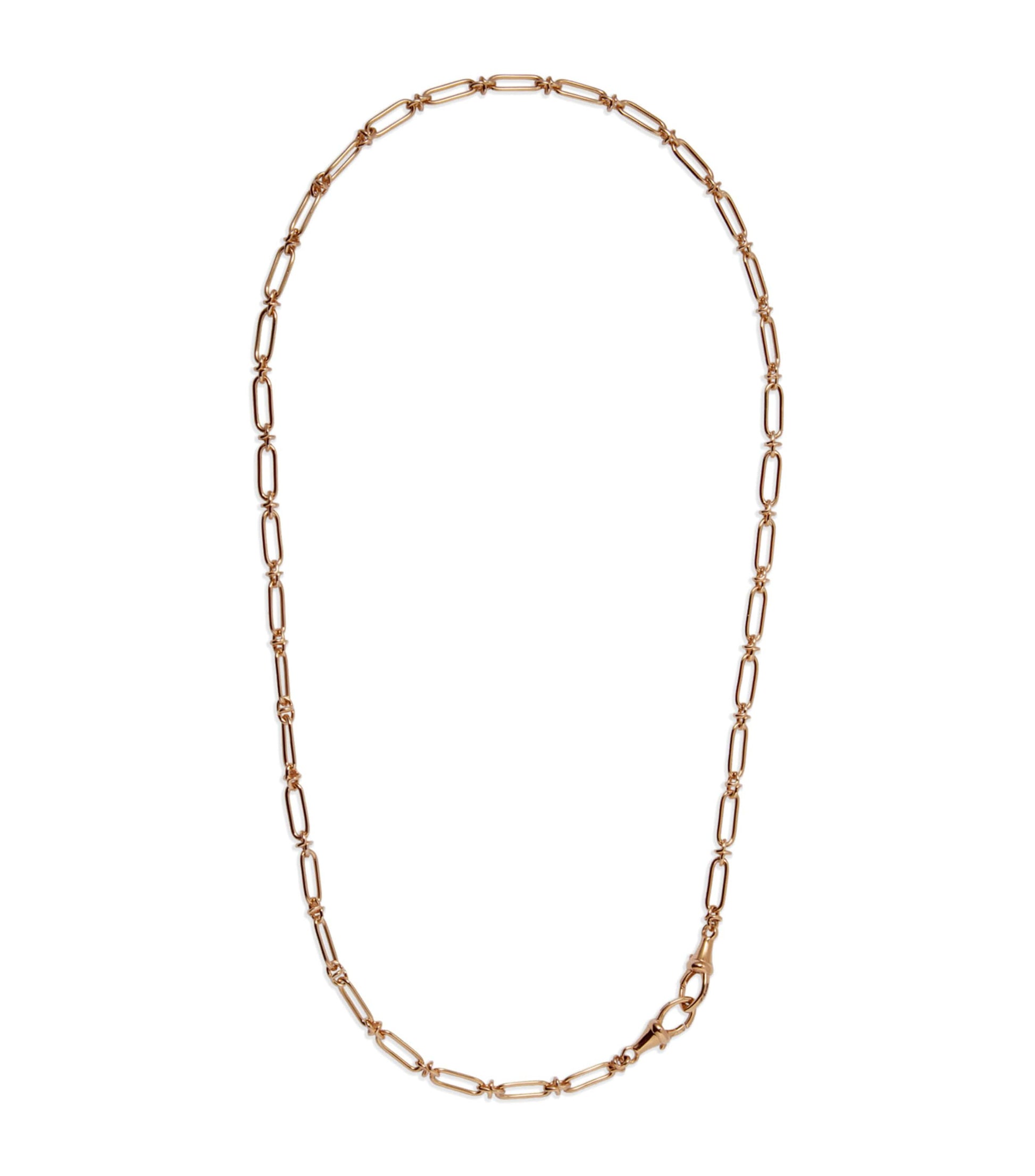 Yellow Gold Knuckle Classic Link Chain Necklace