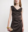STAUD Brown Silk-Blend Phare Midi Dress