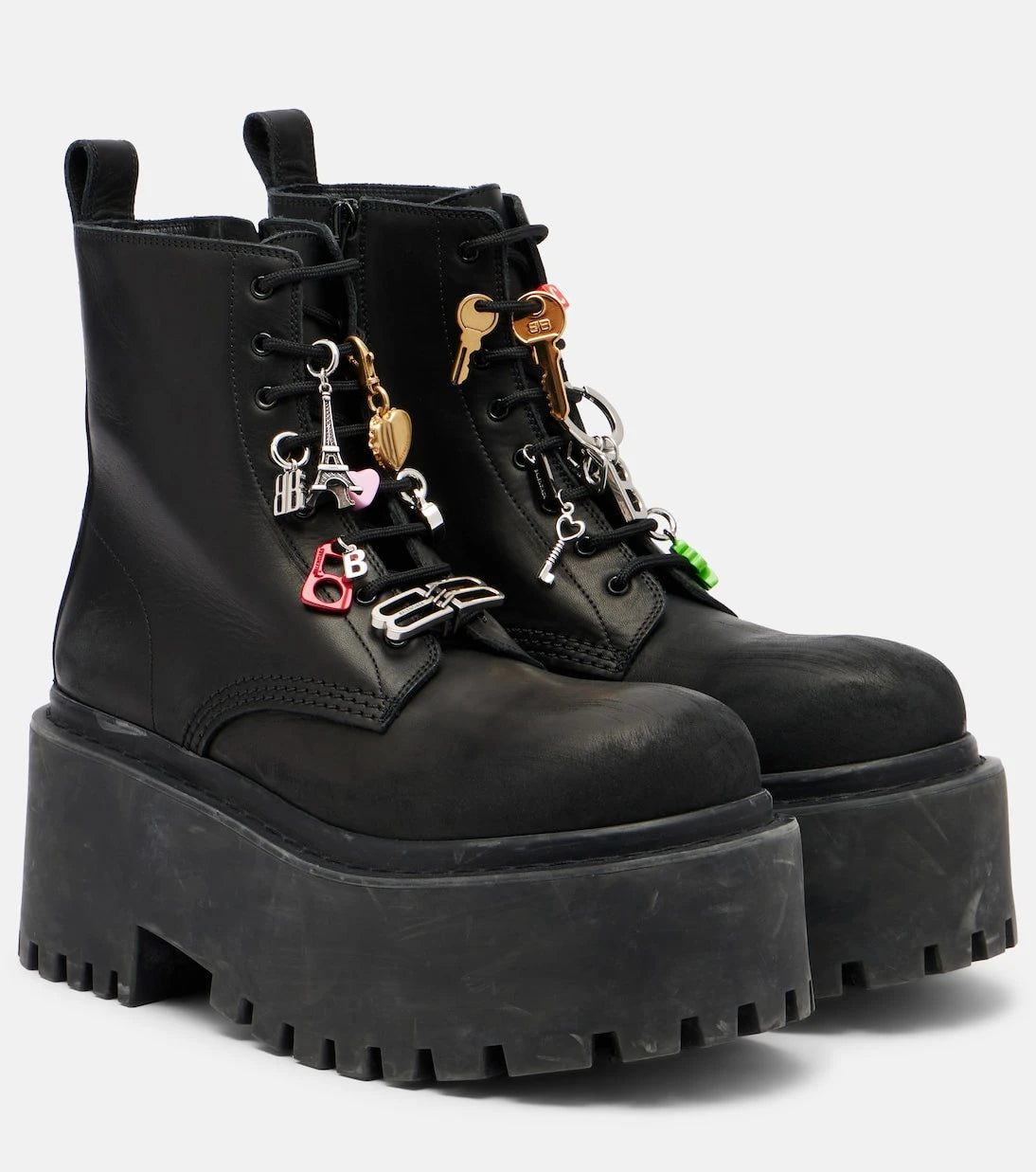 Balenciaga - Embellished leather platform combat boots