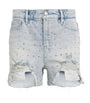 Good American Blue Distressed Crystal Denim Shorts