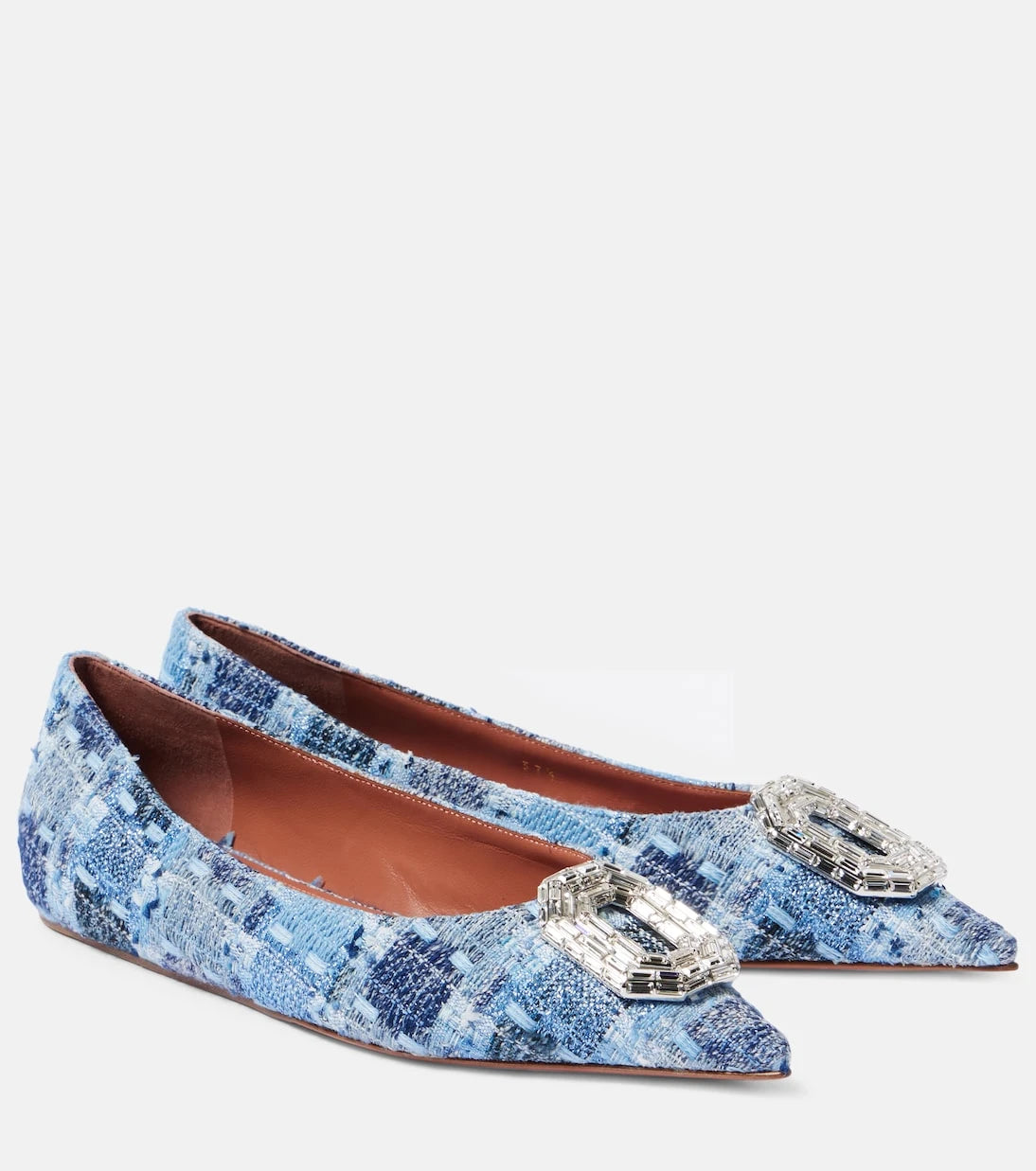Amina Muaddi - Camelia 90 embellished tweed pumps