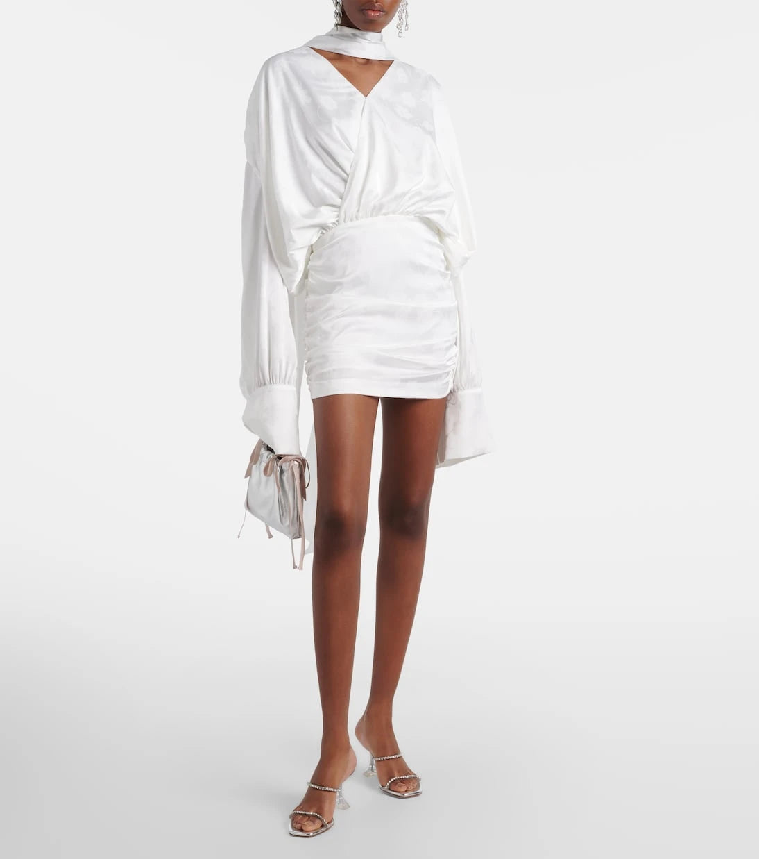 Rotate - Bridal scarf-detail satin minidress