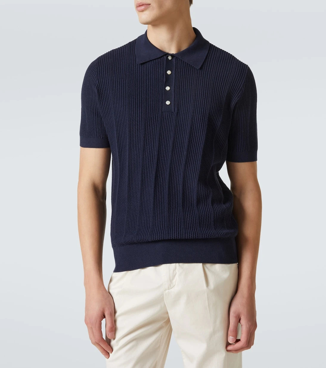 Brunello Cucinelli - Ribbed-knit cotton polo shirt