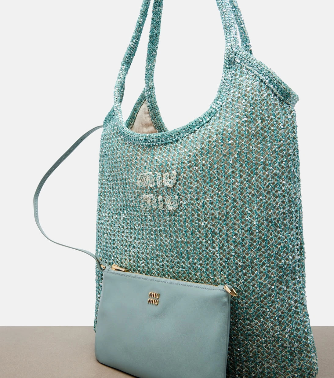 Miu Miu - Ivy sequined mesh tote bag